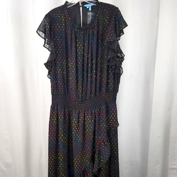 Kacey Shimmer Dot Faux Wrap Midi Dress - Picture 3 of 7